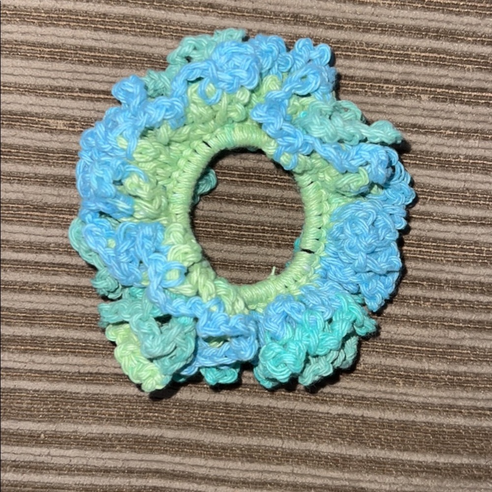 Handmade crocheted hair scrunchie